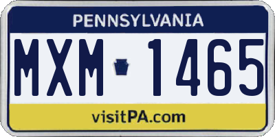 PA license plate MXM1465