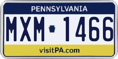 PA license plate MXM1466