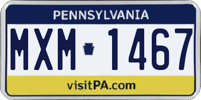 PA license plate MXM1467