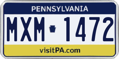 PA license plate MXM1472
