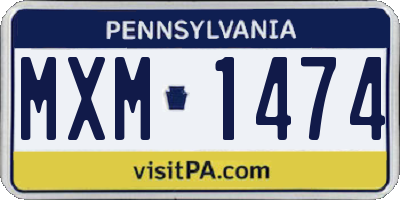 PA license plate MXM1474