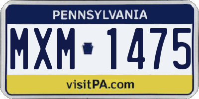 PA license plate MXM1475