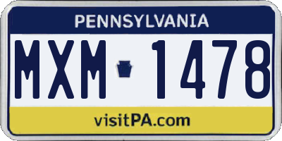 PA license plate MXM1478