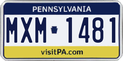 PA license plate MXM1481