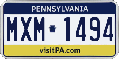 PA license plate MXM1494