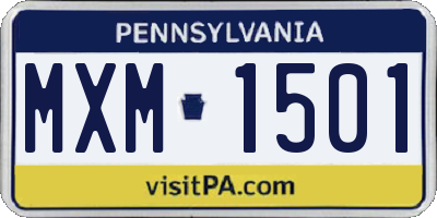 PA license plate MXM1501
