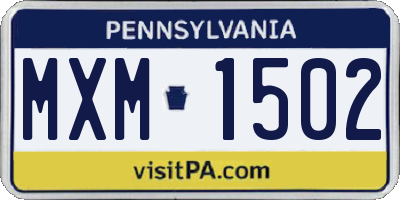 PA license plate MXM1502