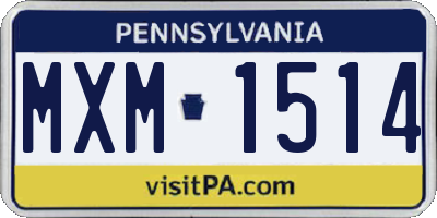 PA license plate MXM1514
