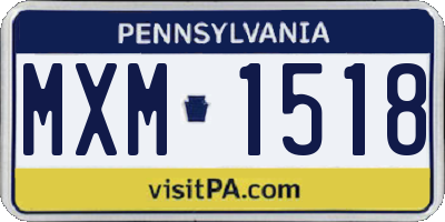 PA license plate MXM1518