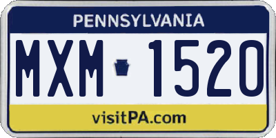 PA license plate MXM1520