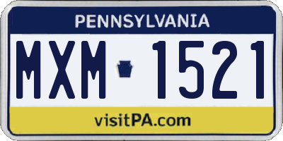 PA license plate MXM1521