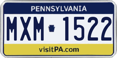 PA license plate MXM1522