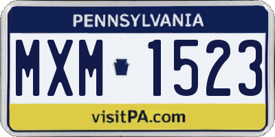 PA license plate MXM1523