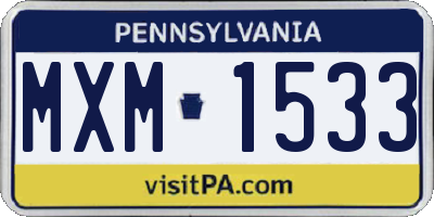PA license plate MXM1533