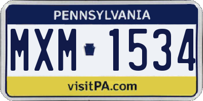 PA license plate MXM1534