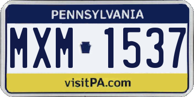 PA license plate MXM1537