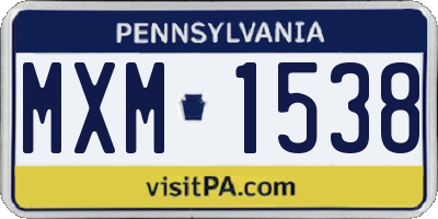 PA license plate MXM1538