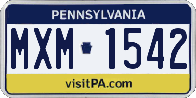 PA license plate MXM1542