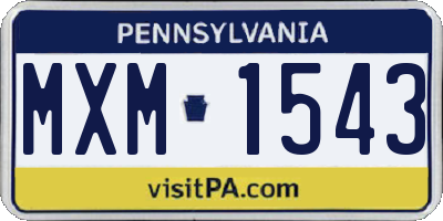 PA license plate MXM1543