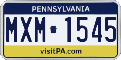 PA license plate MXM1545