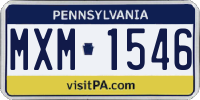PA license plate MXM1546