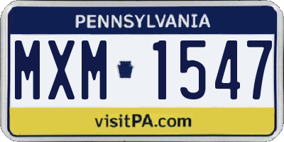 PA license plate MXM1547
