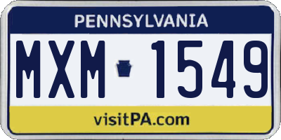 PA license plate MXM1549