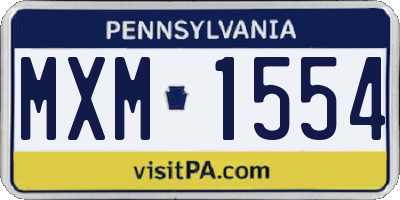 PA license plate MXM1554