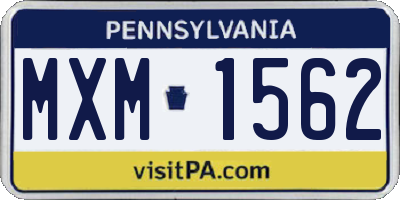 PA license plate MXM1562