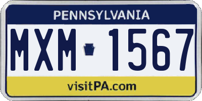 PA license plate MXM1567