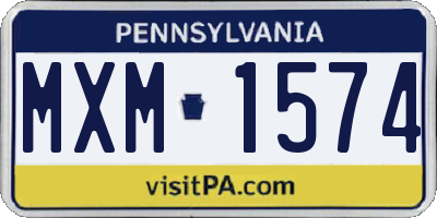 PA license plate MXM1574