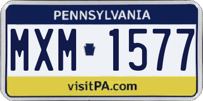 PA license plate MXM1577