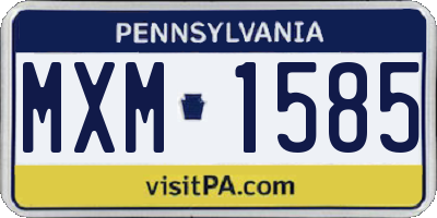 PA license plate MXM1585