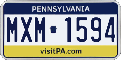 PA license plate MXM1594