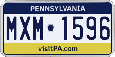 PA license plate MXM1596