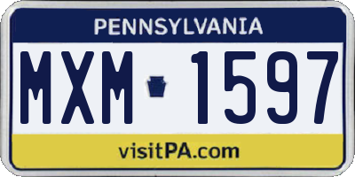 PA license plate MXM1597