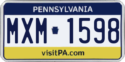 PA license plate MXM1598