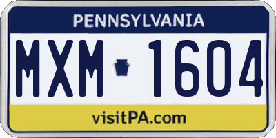 PA license plate MXM1604