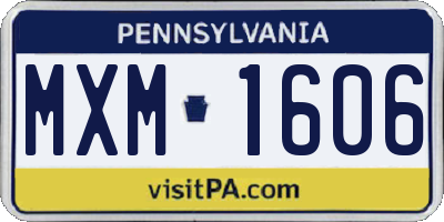 PA license plate MXM1606