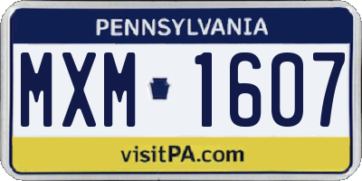 PA license plate MXM1607