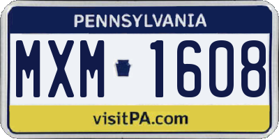 PA license plate MXM1608