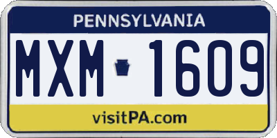 PA license plate MXM1609