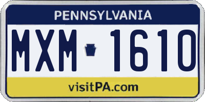 PA license plate MXM1610