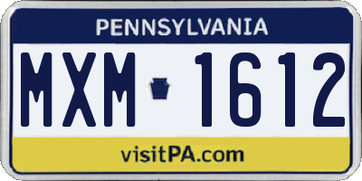 PA license plate MXM1612