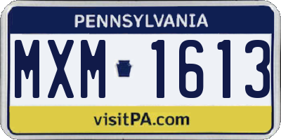 PA license plate MXM1613