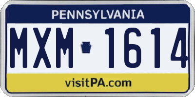 PA license plate MXM1614