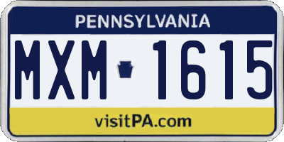 PA license plate MXM1615