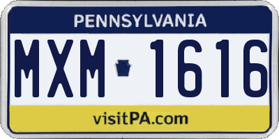 PA license plate MXM1616