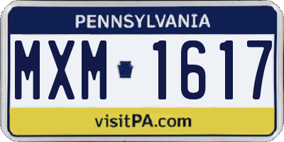PA license plate MXM1617