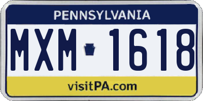 PA license plate MXM1618
